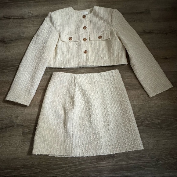 Women's NWT ASTR the Label Covina Matching Cream Tweed Skirt and Blazer Set - Picture 2 of 16